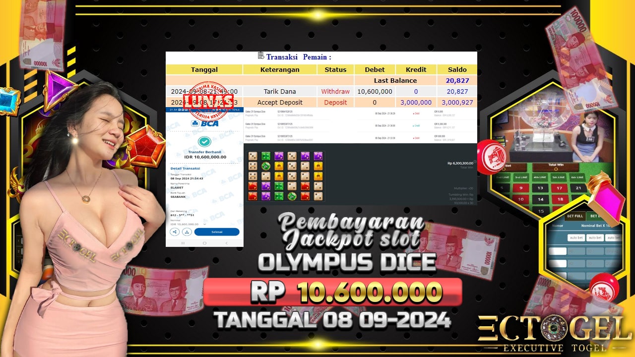 BUKTI JACKPOT SLOT GATES OF OLYMPUS DICE TERPERCAYA DI INDONESIA TGL 08-09-2024