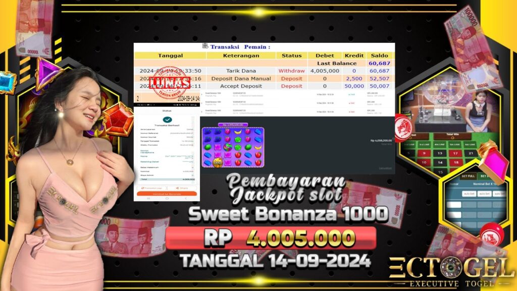 BUKTI JACKPOT SLOT SWEET BONANZA 1000 TERPERCAYA DI INDONESIA TGL 14-09-2024