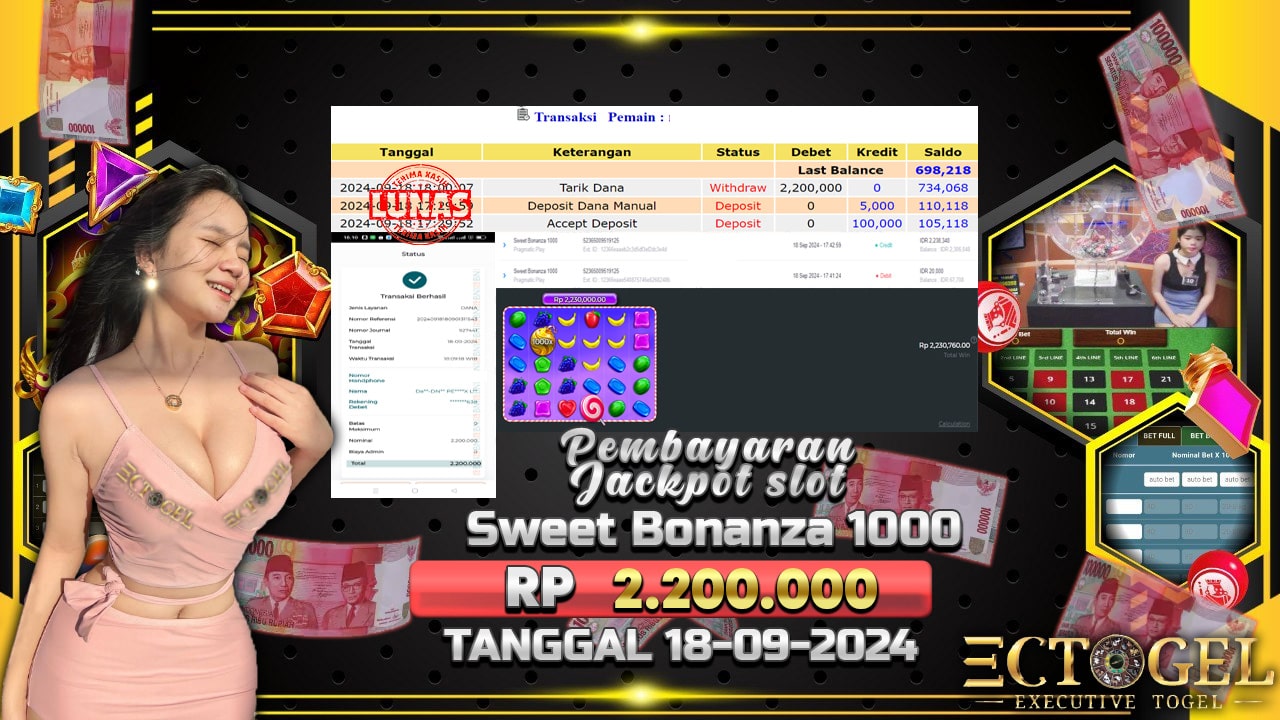 BUKTI JACKPOT SLOT SWEET BONANZA 1000 TERPERCAYA DI INDONESIA TGL 18-09-2024