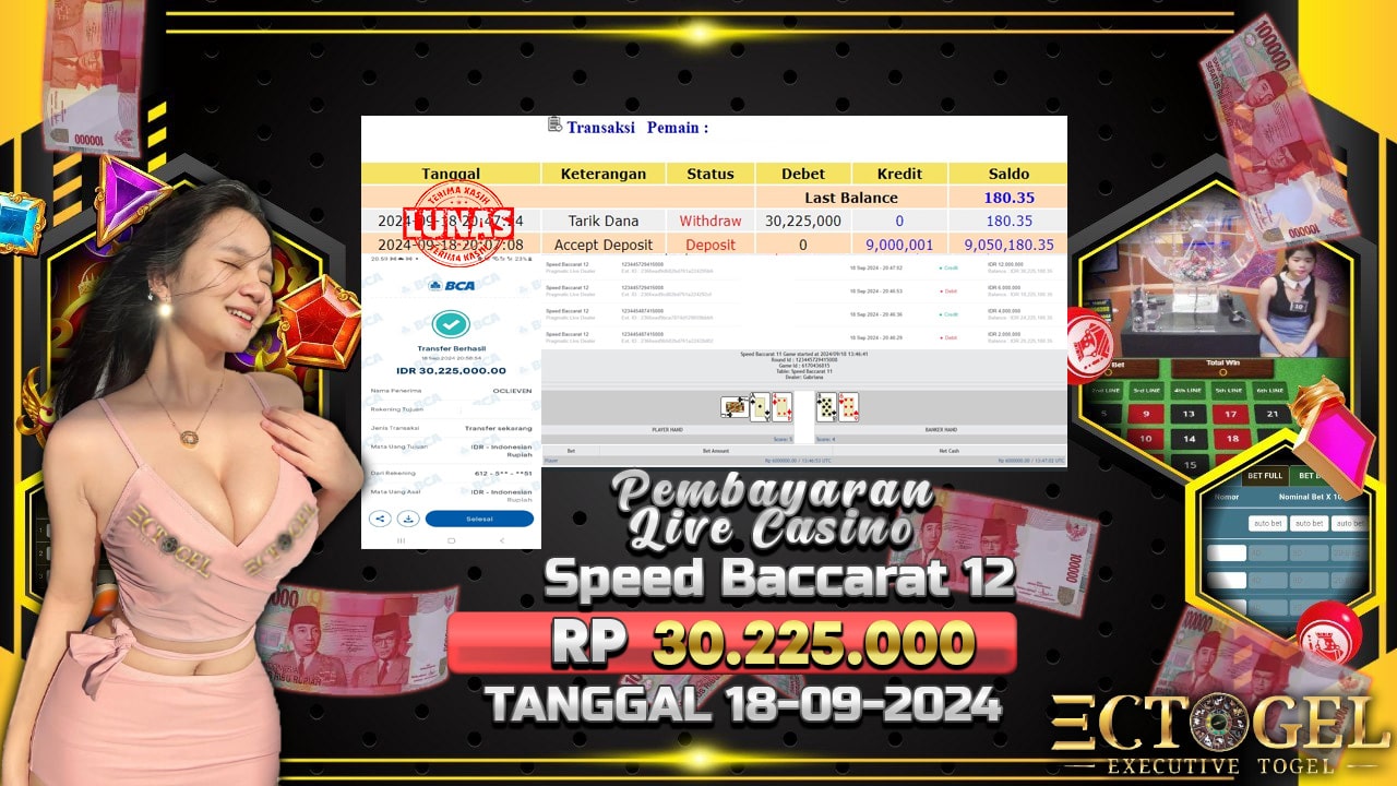 BUKTI JACKPOT LIVE CASINO SPEED BACCARAT 12 TERPERCAYA DI INDONESIA TGL 18-09-2024