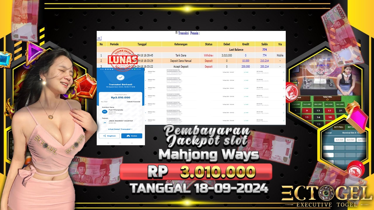 BUKTI JACKPOT SLOT MAHJONG WAYS TERPERCAYA DI INDONESIA TGL 18-09-2024