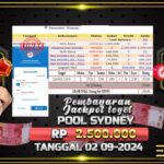 BUKTI JACKPOT TOGEL ONLINE POOL SYDNEY TERPERCAYA DI INDONESIA TGL 02-09-2024